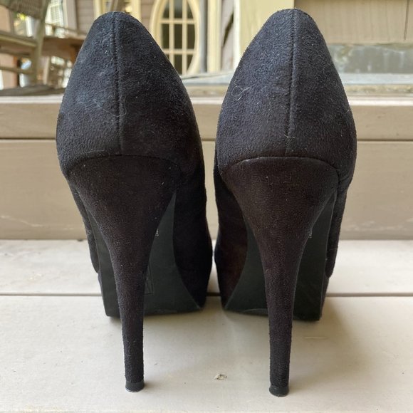 FAUX SUEDE BLACK HEELS - Picture 4 of 5
